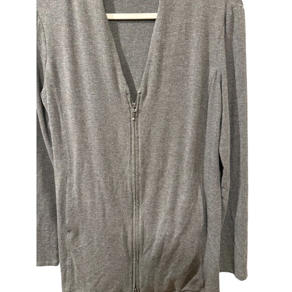 Eileen Fisher Gray Zip-Front Long Sleeve Lightweight Cardigan Sweater S/P Italia - Picture 3 of 6